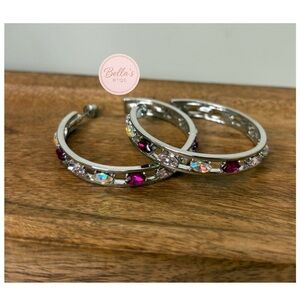 Silver and Multicolor Hoop Earrings